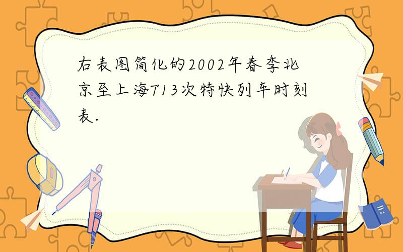 右表图简化的2002年春季北京至上海T13次特快列车时刻表.