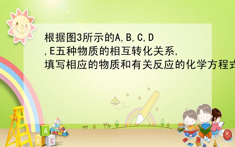 根据图3所示的A,B,C,D,E五种物质的相互转化关系,填写相应的物质和有关反应的化学方程式: