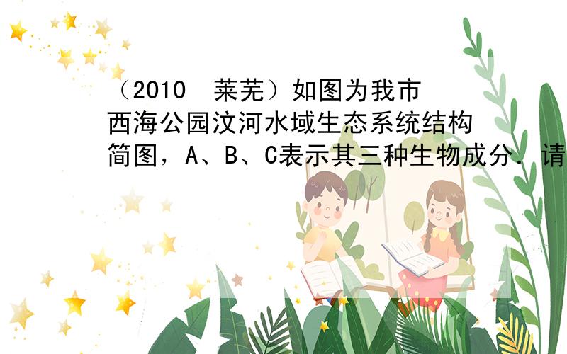 （2010•莱芜）如图为我市西海公园汶河水域生态系统结构简图，A、B、C表示其三种生物成分．请回答：