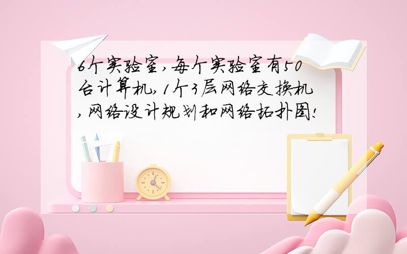 6个实验室,每个实验室有50台计算机,1个3层网络交换机,网络设计规划和网络拓扑图!