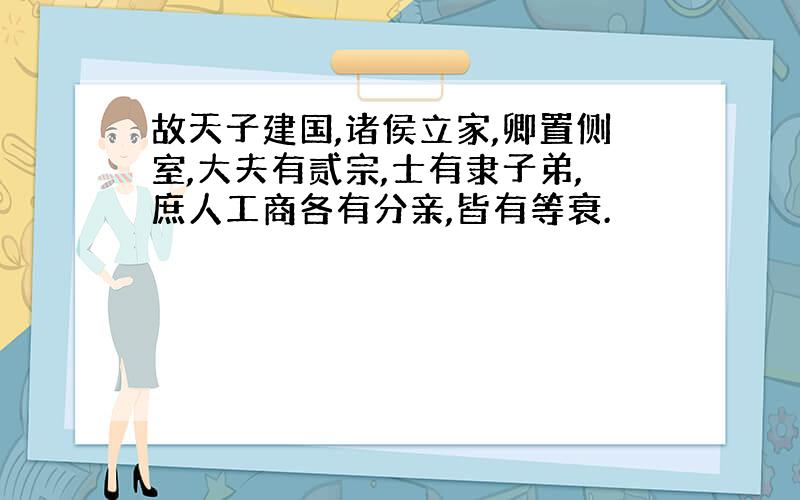 故天子建国,诸侯立家,卿置侧室,大夫有贰宗,士有隶子弟,庶人工商各有分亲,皆有等衰.