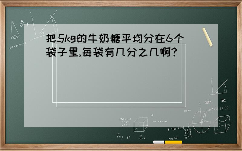 把5kg的牛奶糖平均分在6个袋子里,每袋有几分之几啊?