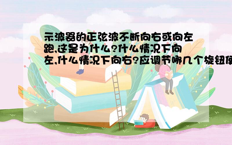 示波器的正弦波不断向右或向左跑,这是为什么?什么情况下向左,什么情况下向右?应调节哪几个旋钮使其稳定.