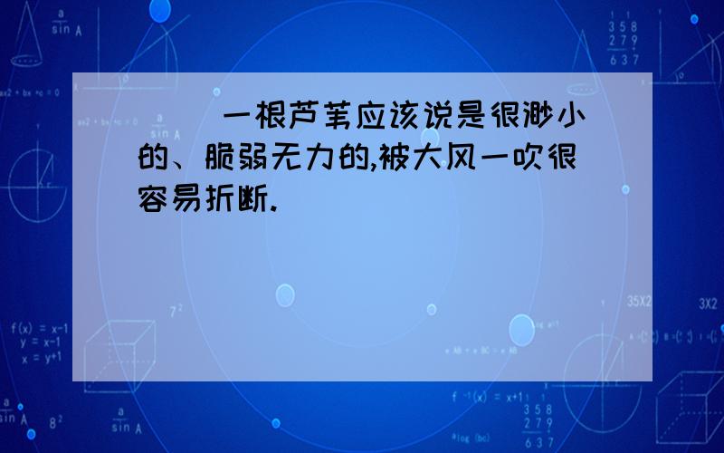 （ ）一根芦苇应该说是很渺小的、脆弱无力的,被大风一吹很容易折断.