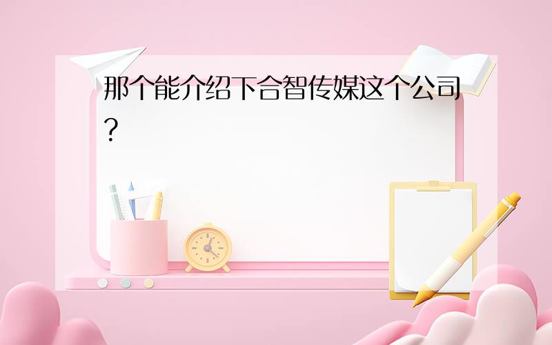 那个能介绍下合智传媒这个公司?