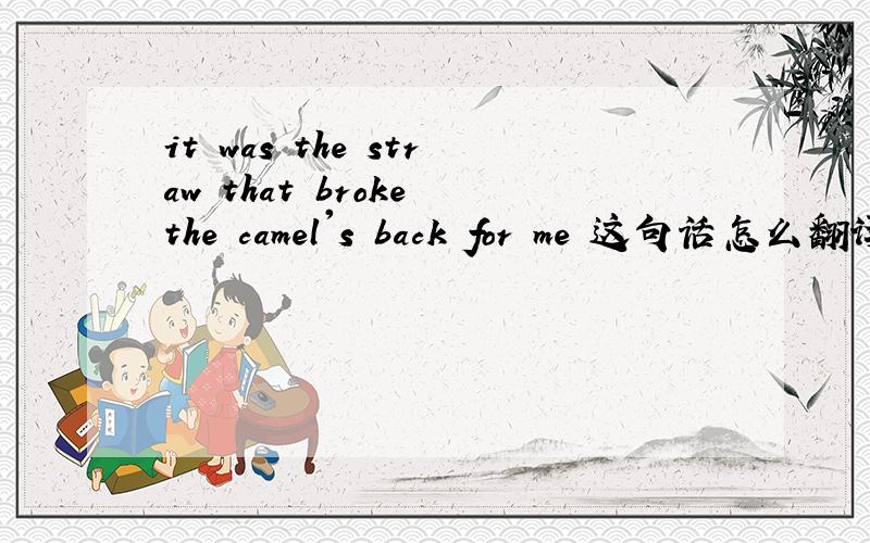 it was the straw that broke the camel's back for me 这句话怎么翻译,