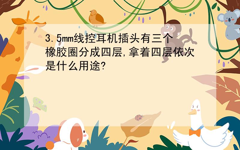 3.5mm线控耳机插头有三个橡胶圈分成四层,拿着四层依次是什么用途?