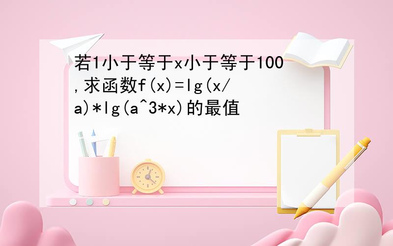 若1小于等于x小于等于100,求函数f(x)=lg(x/a)*lg(a^3*x)的最值