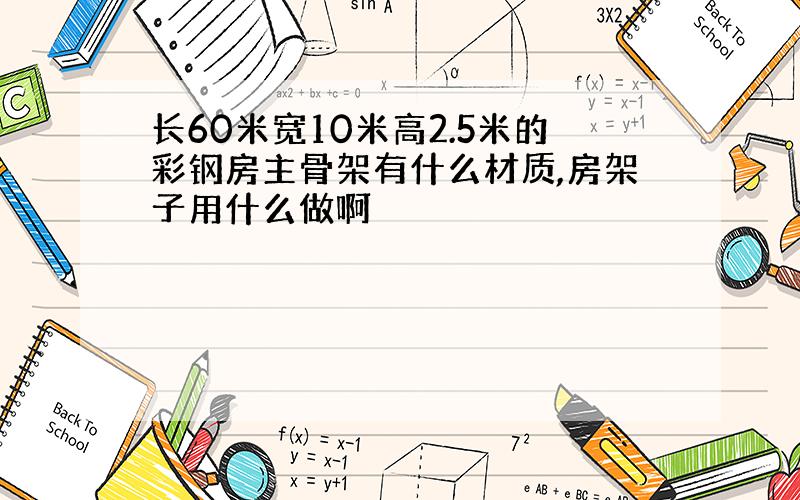 长60米宽10米高2.5米的彩钢房主骨架有什么材质,房架子用什么做啊