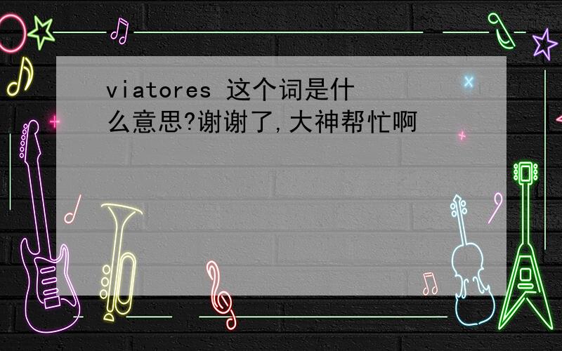 viatores 这个词是什么意思?谢谢了,大神帮忙啊