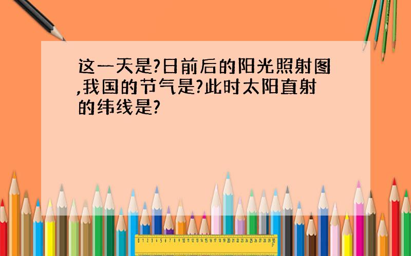 这一天是?日前后的阳光照射图,我国的节气是?此时太阳直射的纬线是?