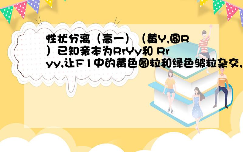 性状分离（高一）（黄Y,圆R）已知亲本为RrYy和 Rryy,让F1中的黄色圆粒和绿色皱粒杂交,求F2的性状分离比.2: