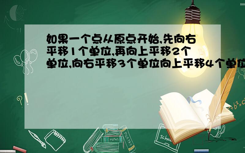 如果一个点从原点开始,先向右平移1个单位,再向上平移2个单位,向右平移3个单位向上平移4个单位,移动100次后点的位置是