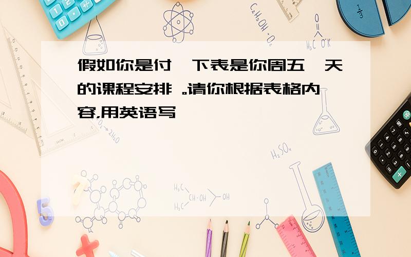 假如你是付婷下表是你周五一天的课程安排 。请你根据表格内容，用英语写一