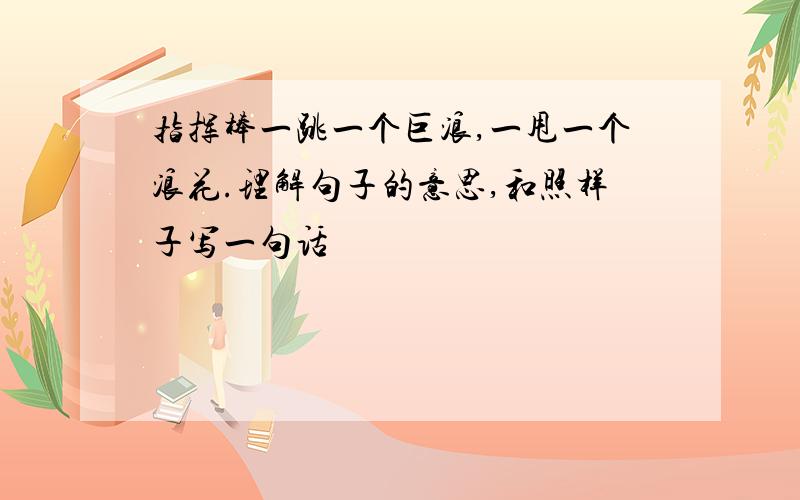 指挥棒一跳一个巨浪,一甩一个浪花.理解句子的意思,和照样子写一句话