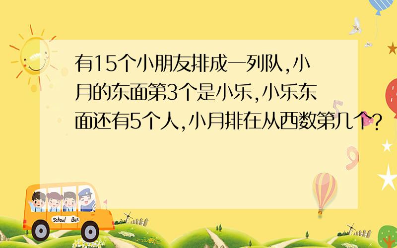 有15个小朋友排成一列队,小月的东面第3个是小乐,小乐东面还有5个人,小月排在从西数第几个?