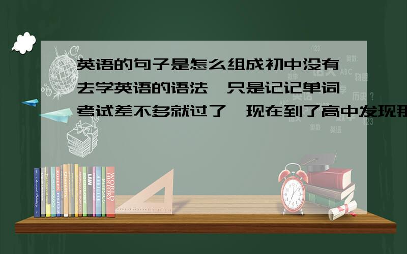 英语的句子是怎么组成初中没有去学英语的语法,只是记记单词考试差不多就过了,现在到了高中发现那些都不会.什么定语,状语,宾