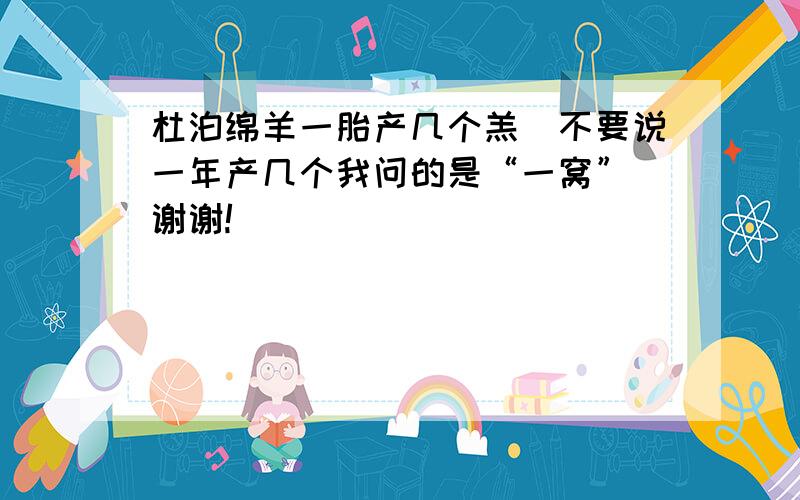 杜泊绵羊一胎产几个羔（不要说一年产几个我问的是“一窝”）谢谢!