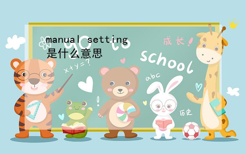 manual setting是什么意思