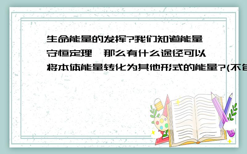 生命能量的发挥?我们知道能量守恒定理,那么有什么途径可以将本体能量转化为其他形式的能量?(不包括本体之间的转化).如果有