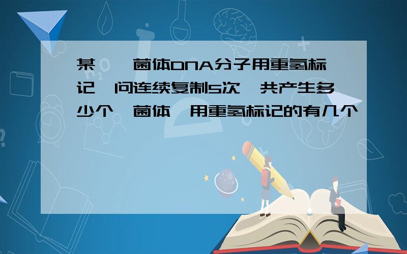 某一噬菌体DNA分子用重氢标记,问连续复制5次,共产生多少个噬菌体,用重氢标记的有几个