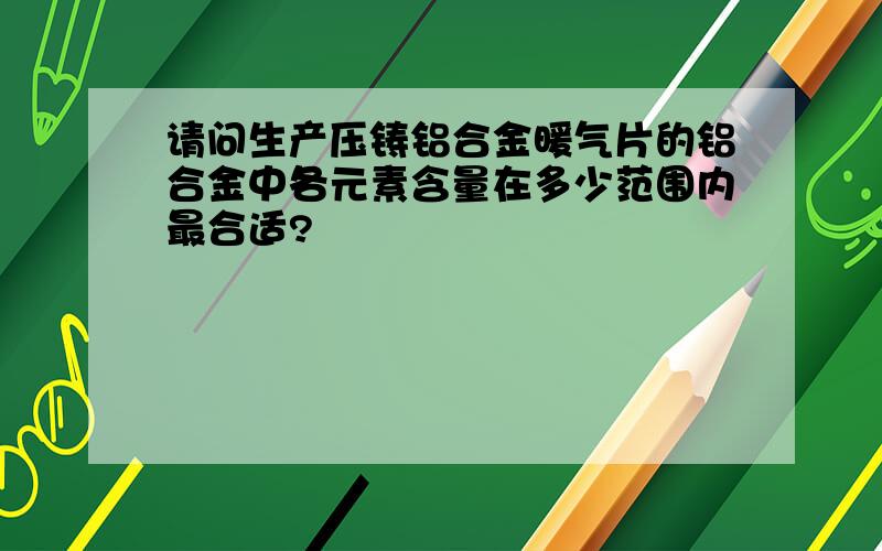 请问生产压铸铝合金暖气片的铝合金中各元素含量在多少范围内最合适?