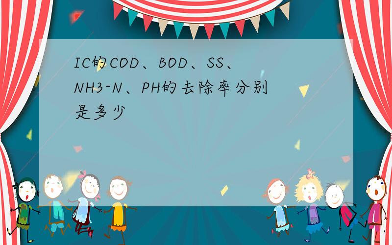 IC的COD、BOD、SS、NH3-N、PH的去除率分别是多少