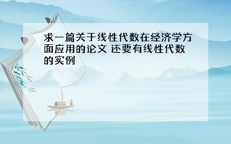 求一篇关于线性代数在经济学方面应用的论文 还要有线性代数的实例