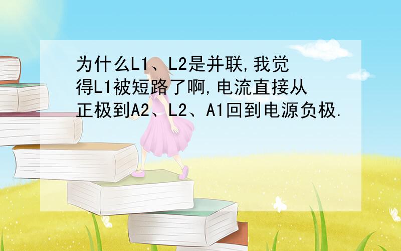 为什么L1、L2是并联,我觉得L1被短路了啊,电流直接从正极到A2、L2、A1回到电源负极.