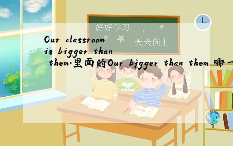 Our classroom is bigger than them.里面的Our bjgger than them 哪一