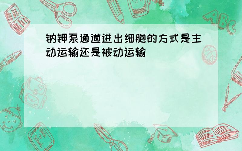 钠钾泵通道进出细胞的方式是主动运输还是被动运输