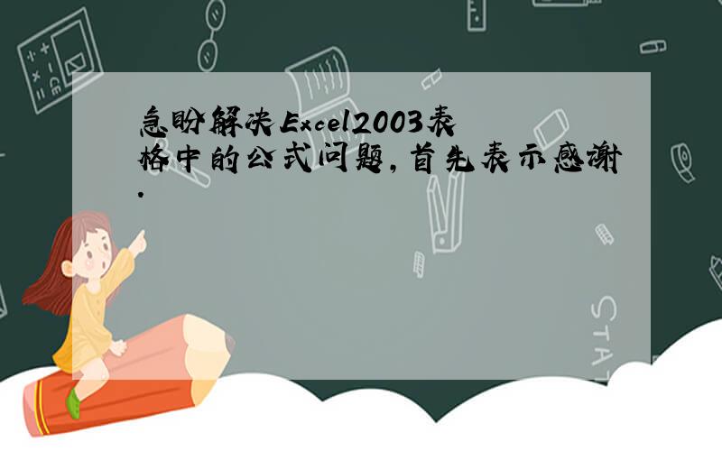 急盼解决Excel2003表格中的公式问题,首先表示感谢.