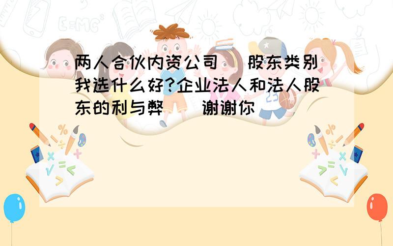 两人合伙内资公司` 股东类别我选什么好?企业法人和法人股东的利与弊``谢谢你``