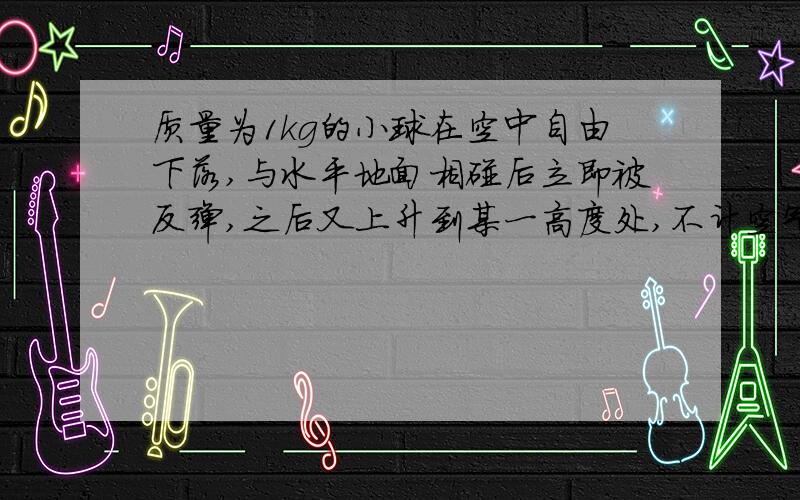 质量为1kg的小球在空中自由下落,与水平地面相碰后立即被反弹,之后又上升到某一高度处,不计空气阻力g取10m╱s求1、小