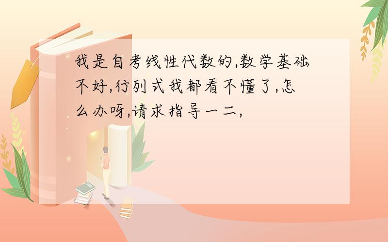 我是自考线性代数的,数学基础不好,行列式我都看不懂了,怎么办呀,请求指导一二,