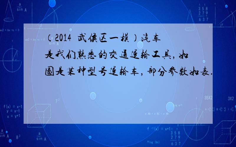 （2014•武侯区一模）汽车是我们熟悉的交通运输工具，如图是某种型号运输车，部分参数如表．