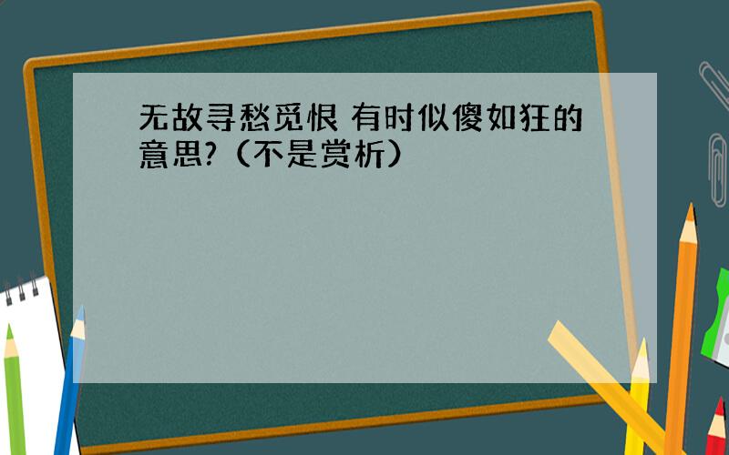 无故寻愁觅恨 有时似傻如狂的意思?（不是赏析）