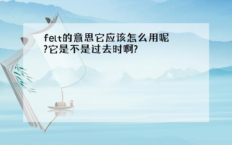 felt的意思它应该怎么用呢?它是不是过去时啊?