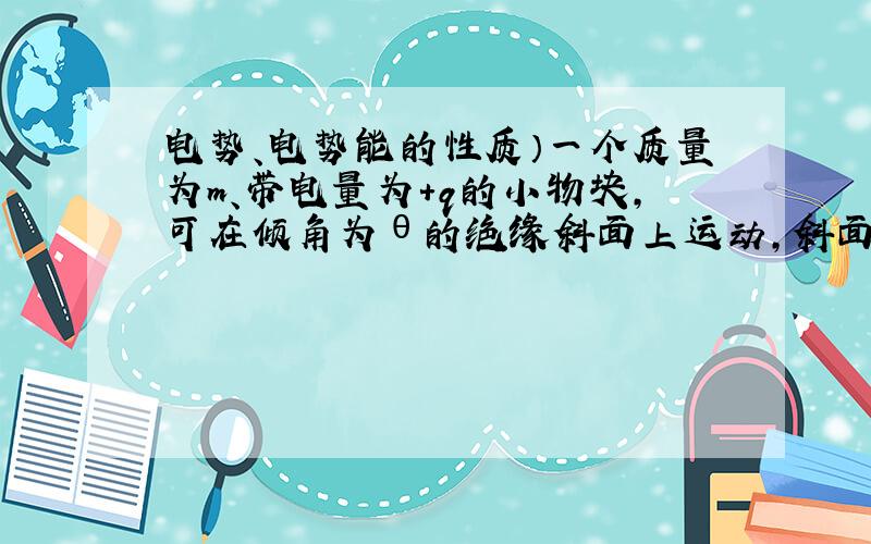 电势、电势能的性质）一个质量为m、带电量为+q的小物块,可在倾角为θ的绝缘斜面上运动,斜面低端有一与斜面垂直的固定绝缘板