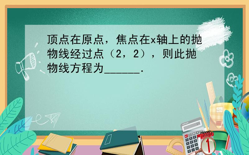 顶点在原点，焦点在x轴上的抛物线经过点（2，2），则此抛物线方程为______．