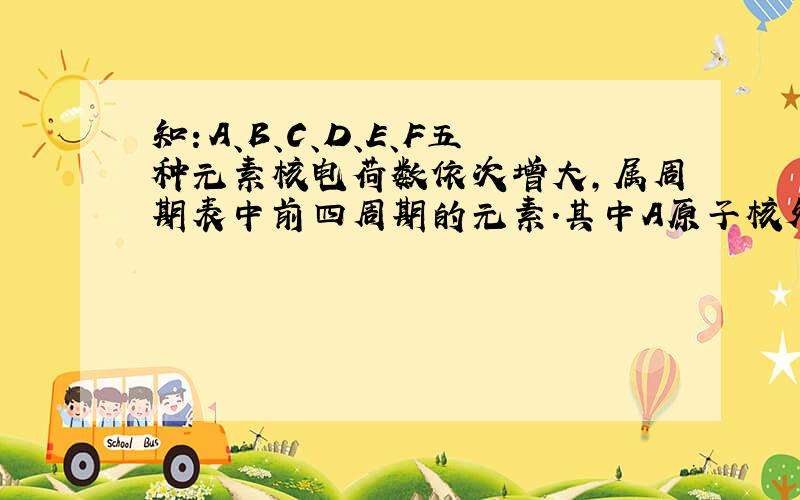 知：A、B、C、D、E、F五种元素核电荷数依次增大,属周期表中前四周期的元素.其中A原子核外有三个未成对电子；化合物B2