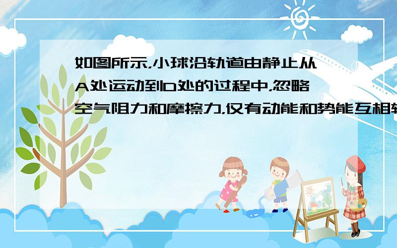 如图所示，小球沿轨道由静止从A处运动到D处的过程中，忽略空气阻力和摩擦力，仅有动能和势能互相转化，则（　　）