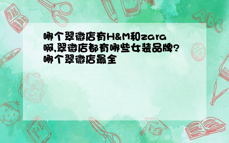 哪个翠微店有H&M和zara啊,翠微店都有哪些女装品牌?哪个翠微店最全