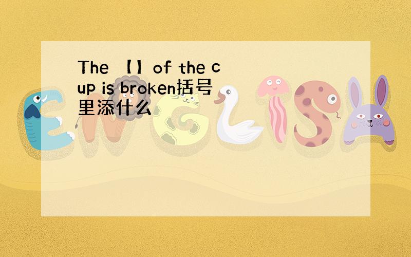 The 【】of the cup is broken括号里添什么