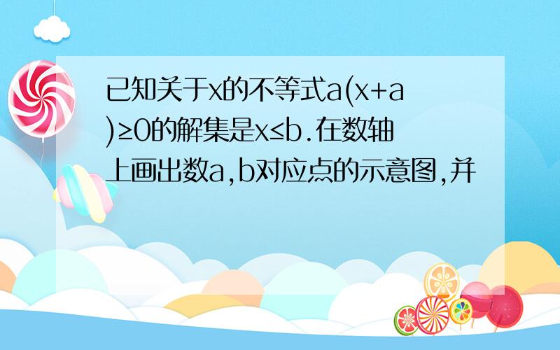 已知关于x的不等式a(x+a)≥0的解集是x≤b.在数轴上画出数a,b对应点的示意图,并