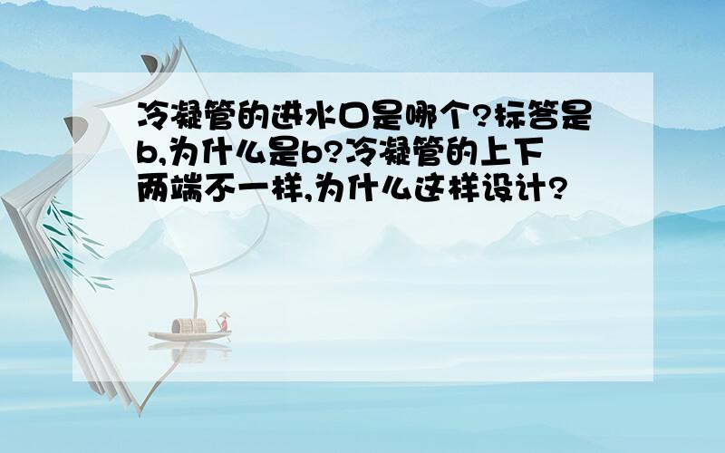 冷凝管的进水口是哪个?标答是b,为什么是b?冷凝管的上下两端不一样,为什么这样设计?