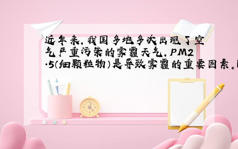 近年来，我国多地多次出现了空气严重污染的雾霾天气，PM2.5（细颗粒物）是导致雾霾的重要因素。图5为某市PM2.5主要污