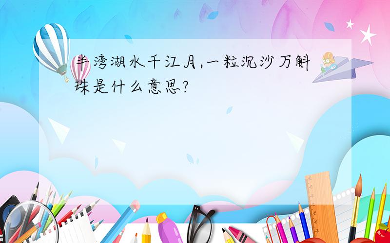 半湾湖水千江月,一粒沉沙万斛珠是什么意思?