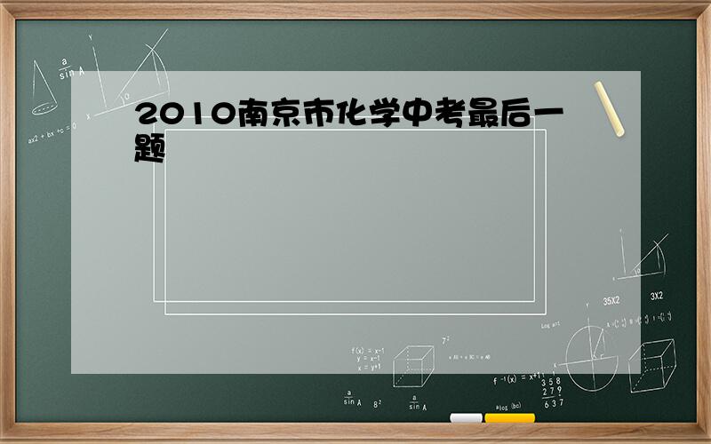 2010南京市化学中考最后一题