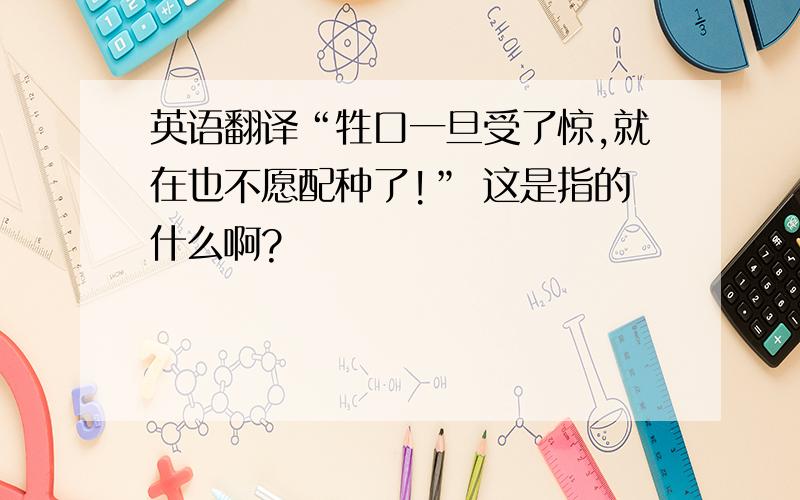 英语翻译“牲口一旦受了惊,就在也不愿配种了!” 这是指的什么啊?